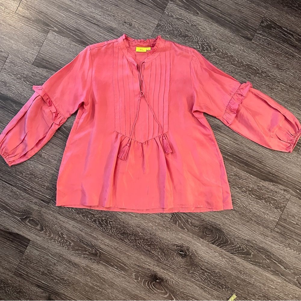 Roller Rabbit Ishorya Coral Silk Blouse - Picture 1 of 9